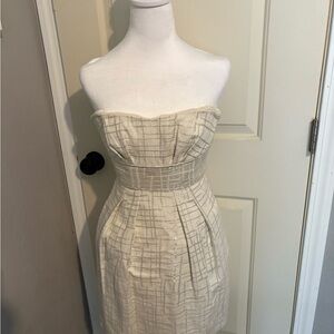 BCBGMaxAzria Cream Strapless Sheath Dress